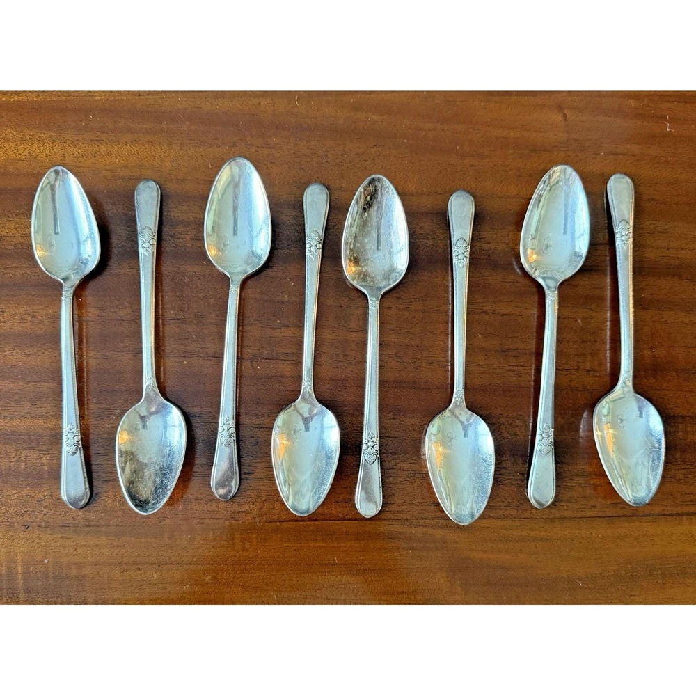 Set of 8 Vintage 1847 Rogers Bros IS teaspoons‎ 6 1/8" - Rare Size Adoration?